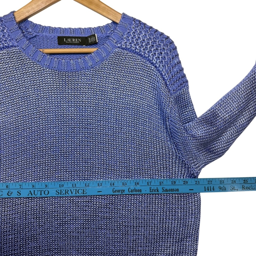 Lauren Ralph Lauren Periwinkle Blue Textured Knit Crewneck Sweater XL Cotton Mix - Picture 5 of 8